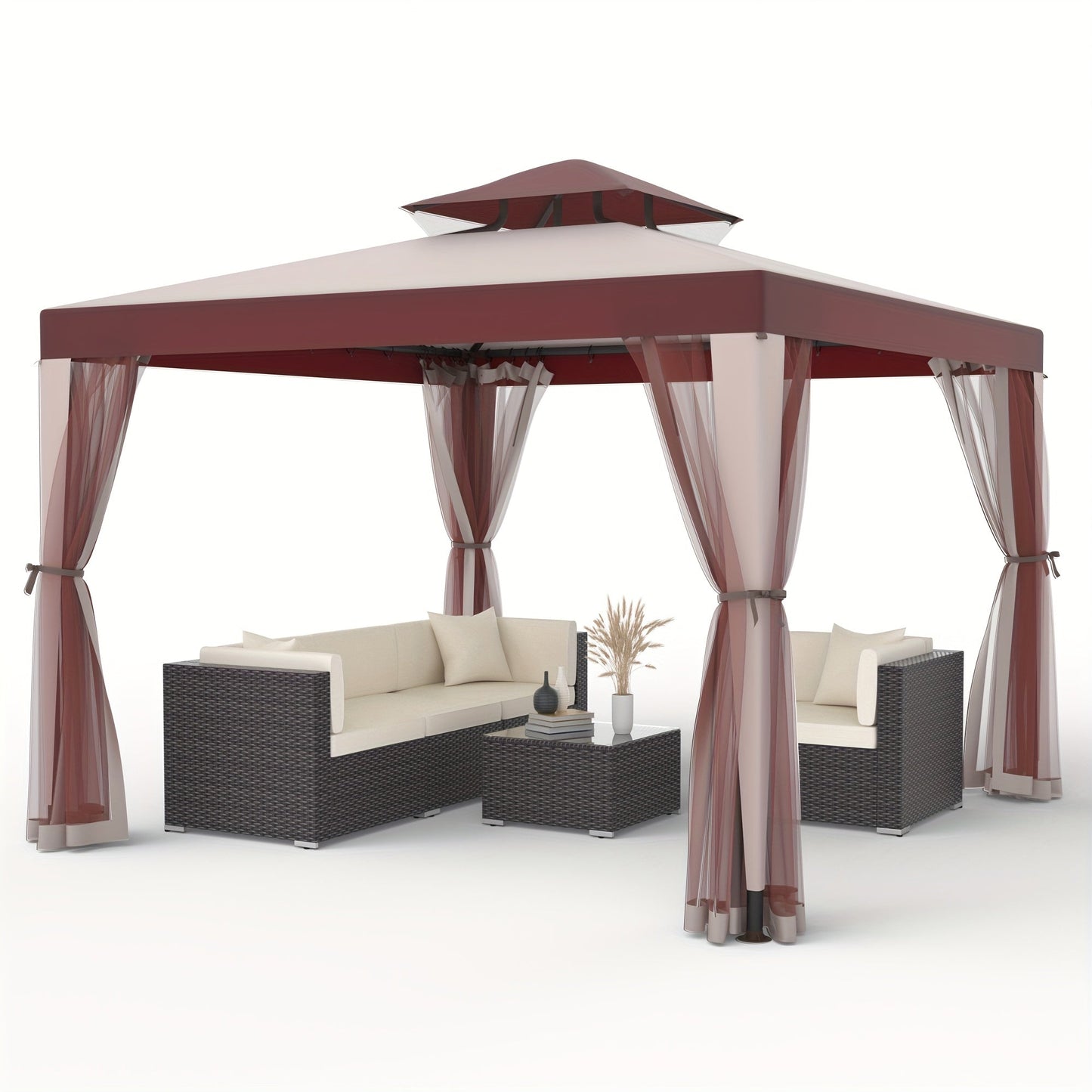Gazebo Tent 10x10 FT Mosquito Netting Quick Setup Outdoor Canopy