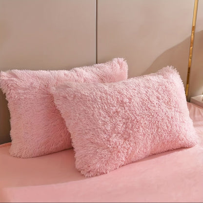 Plush Four-Piece Duvet Cover Set with Bed Sheet, Two Pillowcases, Queen or King Size and Eight Colors