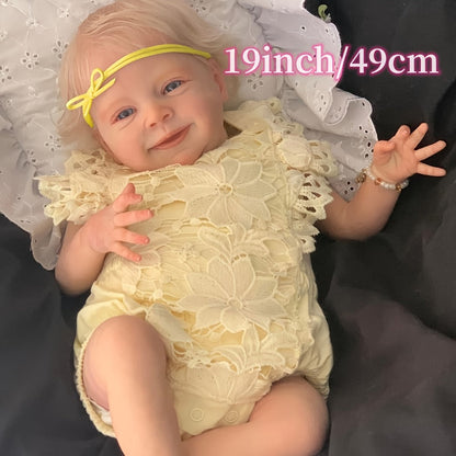 Reborn Doll Sebastian 19-Inch Soft Vinyl Figure with Hand-Rooted Blonde Hair, Open Eyes and Accessory Set