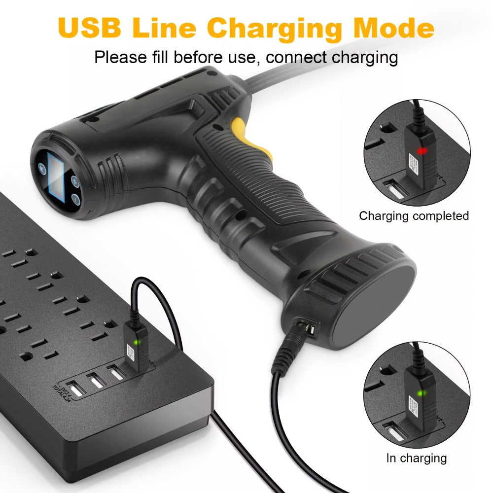 Portable Air Compressor 5200mAh – Wireless Rechargeable Tire Inflator with Digital Pressure Gauge for Car, Bicycle & Ball, Auto Shut-Off, USB Charging, Compact Cordless Air Pump