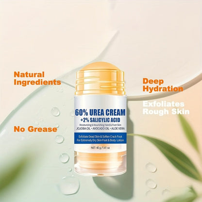 Two-Piece 40g Roll-On Foot Cream Set for Feet with 60% Urea and 2% Salicylic Acid Labeling