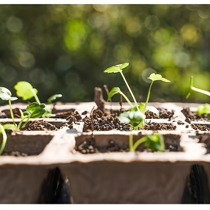 Seed Starter Pot Trays with 100 Small Square Cells, Drainage Openings and Natural Brown Molded Construction