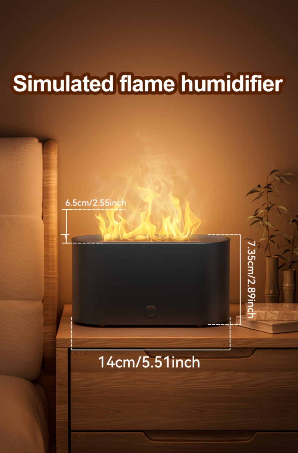 Humidifier Mini Flame-Effect USB Diffuser with Three Mist Levels and One, Two or Three-Piece Sets