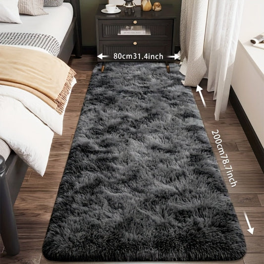 Tie-Dye Plush Fluffy Mat Absorbent Non-Slip – Luxury Soft Bathroom Rug for Living Room & Bedroom, Modern Home Decor Floor Mat, 31.5x78.7 in – Light Grey, Dark Gray, Light Pink, Black