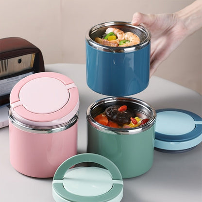Stainless-Style Lunch Box with Handle in Green, Pink or Blue, 630 ml Single-Container Configuration