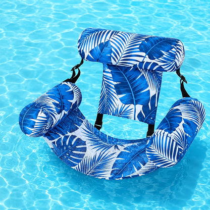Tropical Leaf Inflatable Pool Float Lounger for Adults – Hammock Chair with Adjustable Back & Head Support, Buoyant Pillow, Fabric Cover, Pool Lake Beach Summer Water Party Relaxation Gift