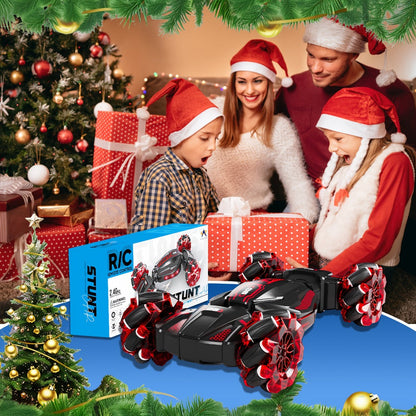 Remote Control Car, 1:24 Scale 8WD Stunt Racer with 2.4GHz Dual Remotes, 28KM/H Source Speed, LED Lights and Two Colors