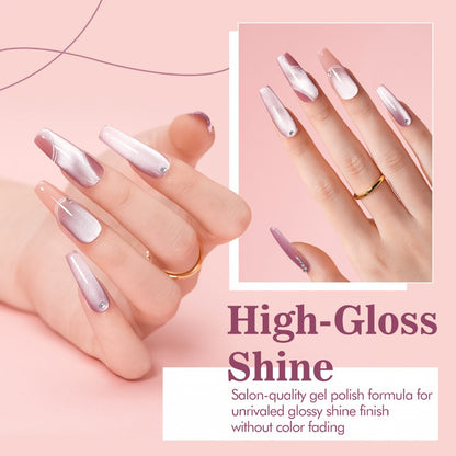 MORDDA Magnetic Cat Eye Gel Polish Kit 6 Colors with Magnet – Shimmering Reflective Swirl Nail Art, Soak Off UV/LED Semi-Permanent Gel Polish Set, Alcohol-Free, Salon & DIY Home Manicure