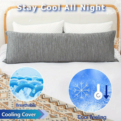 Full-Length Body Pillow, 20 x 54 Inches, Adjustable Fill in Cooling Grey, White or Pink for Adult Beds