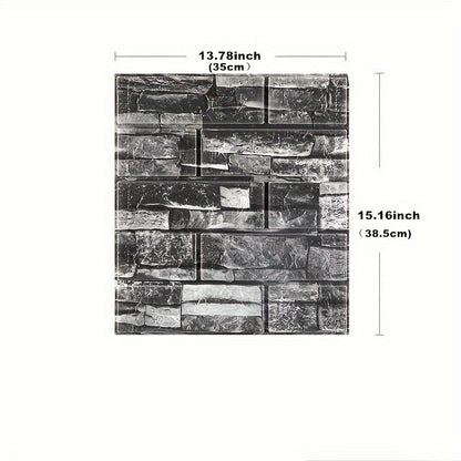 100-Piece 3D Foam Brick Wall Panel Set in Five Patterns with 13.78 x 15.16-Inch Self-Adhesive Tiles
