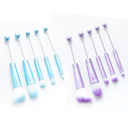 Makeup Brush Set, 10-Piece Bead-Ready ABS Handle Collection with Polyester Bristles and Eleven Color Options