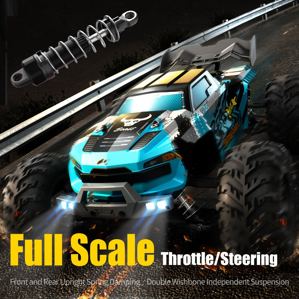 Remote Control Car, 1:16 4WD RC390 Off-Road Racer with 70 km/h Label, LED Lights and Two Batteries