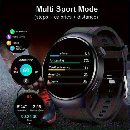 Round Smartwatch 2.01" Extra Large Screen with Wireless Calling, 100+ Sport Modes, Sleep Monitor Heart Rate, Built-in Games Weather Calculator Pedometer, Unisex Smart Watch for Men Women – Black Silver 5 Styles