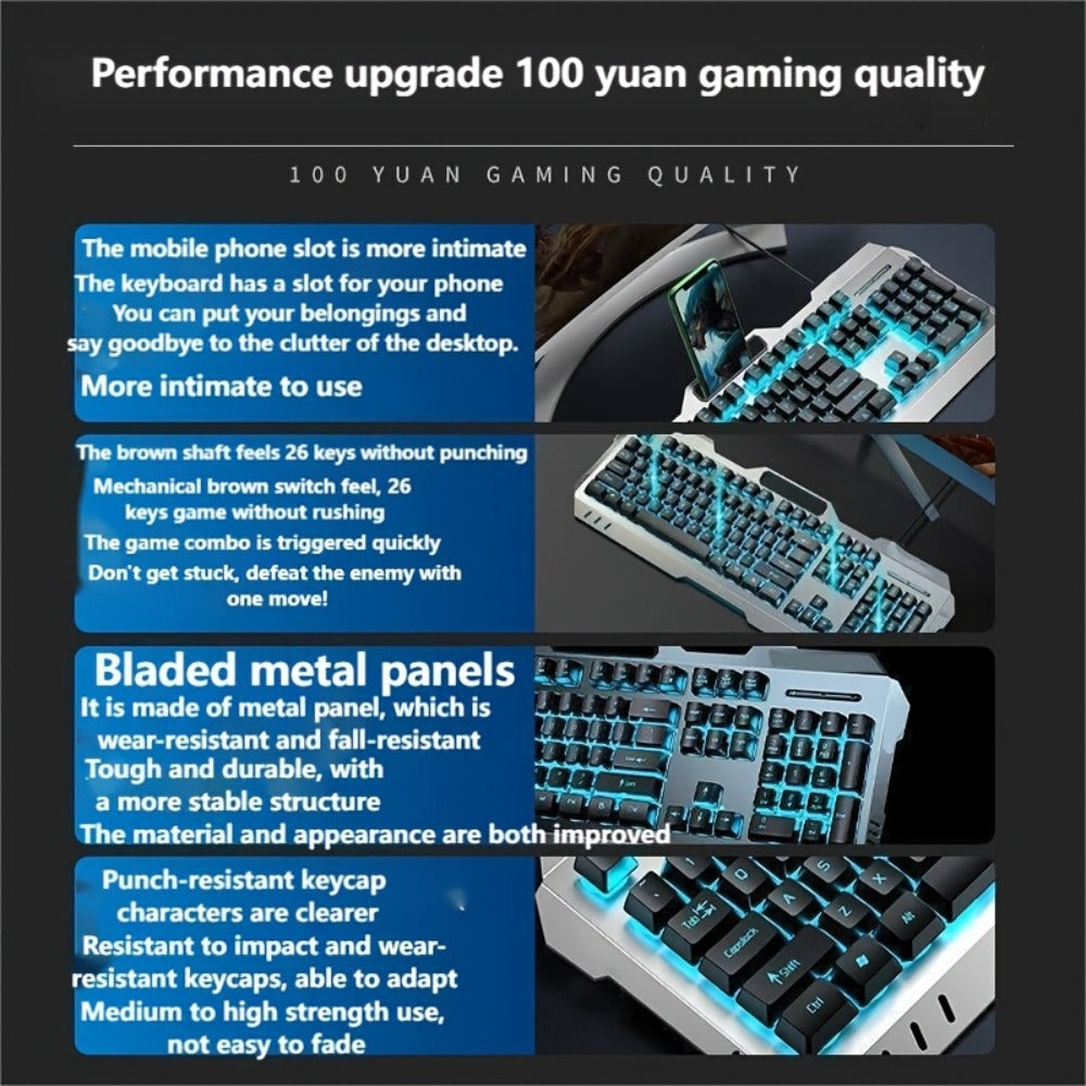 Full-Size 104-Key Wired Gaming Keyboard with Volume Knob in Seven White or Black Options Pictured