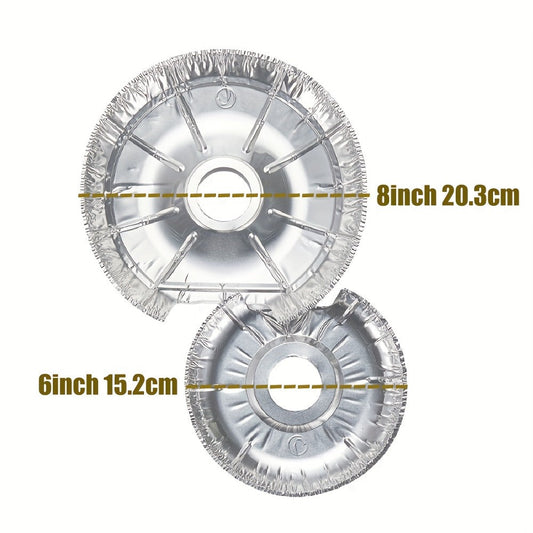 Aluminum Stove Burner Liners 50 Pack – Disposable Electric Stove Burner Covers Round Foil Bibs 25Pcs 6 Inch + 25Pcs 8 Inch Keep Electric Range Clean from Grease Oil and Food Spills