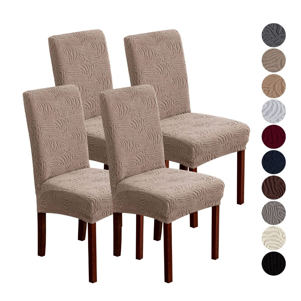 Chair Cover Set of 4 or 6 Stretch Jacquard Dining Slipcovers in Eight Available Color Choices