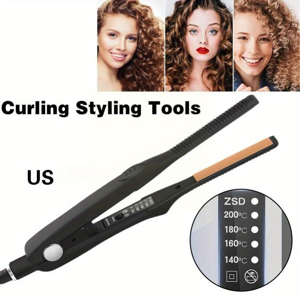 Root Crimper and Straightener Hair Styling Tool with Four Temperatures and Ceramic Plates in Black