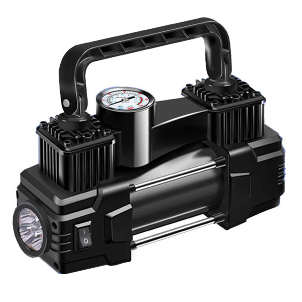 150 PSI 12V Dual-Cylinder Tire Inflator with Analog or Digital Gauge, LED Light and Carry Handle