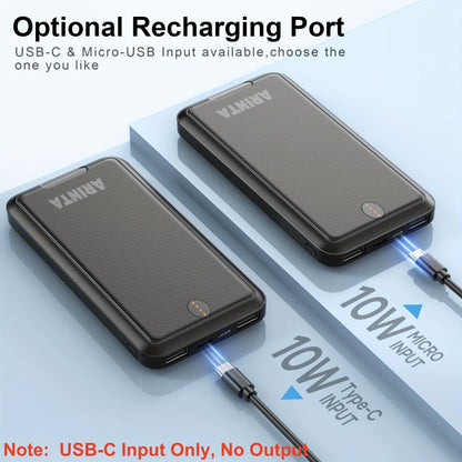 Power Bank 10000mAh 5V/2A for Heated Clothing with USB-C Input/Output in Black or White Battery Pack