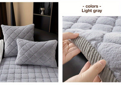 Sofa Cover Plush-Texture Cushion Panels in Pillowcase and 1, 2, 3 or 4-Seat Dimensions in Four Colors