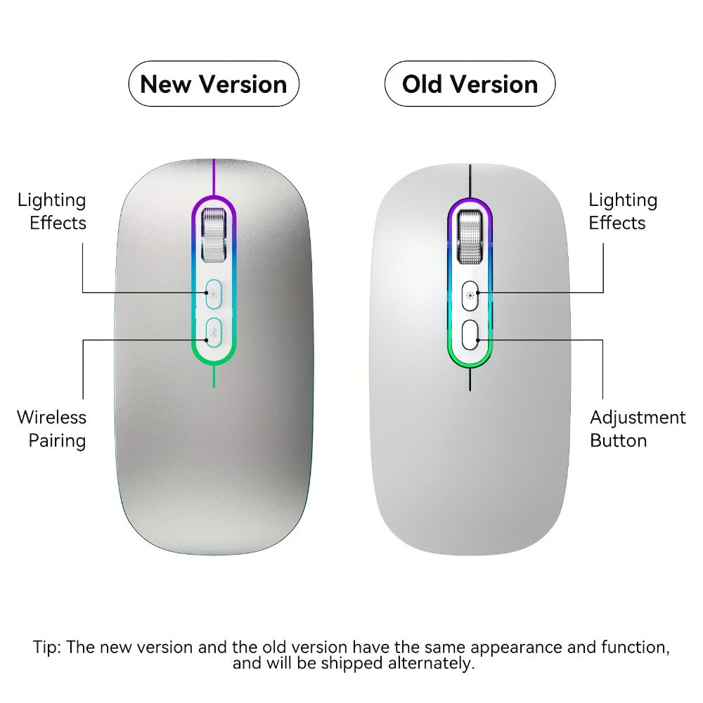 Slim Dual-Mode Wireless Mouse with Bluetooth 5.1, 2.4 GHz Receiver, RGB Lighting and Pink Finish