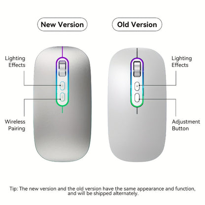 Slim Dual-Mode Wireless Mouse with Bluetooth 5.1, 2.4 GHz Receiver, RGB Lighting and Pink Finish