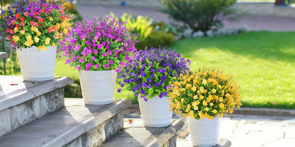 Artificial Flowers Outdoor UV Resistant Faux Daisy Bundles for Porch Patio Garden Decor - 9/18/27/36 Bundles Multicolor Realistic Fake Flowers Spring Summer Window Box Hanging Planter