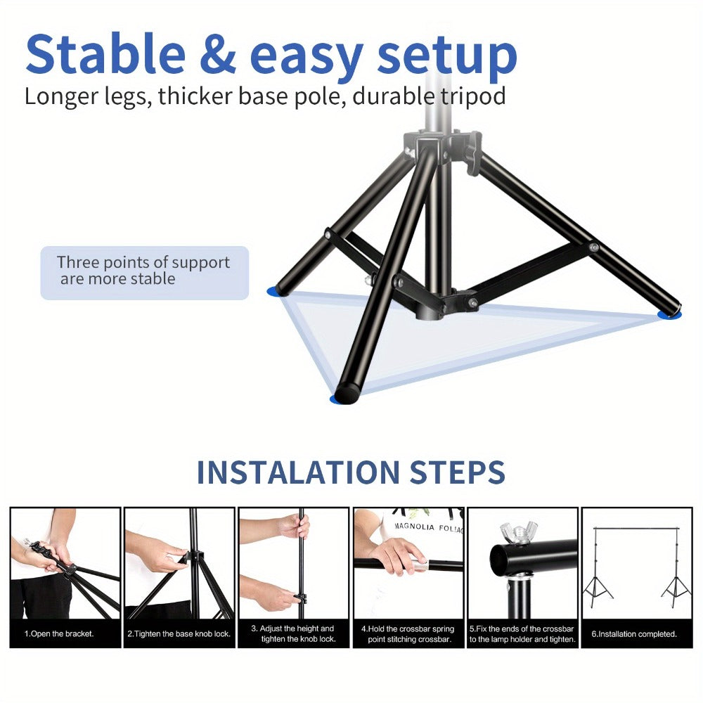 10x7ft Adjustable Backdrop Stand Kit for Photo Studio - Background Support System with 2 Stands, 4 Crossbars, 4 Clamps & Carry Bag for Photography, Video Shoots & Events