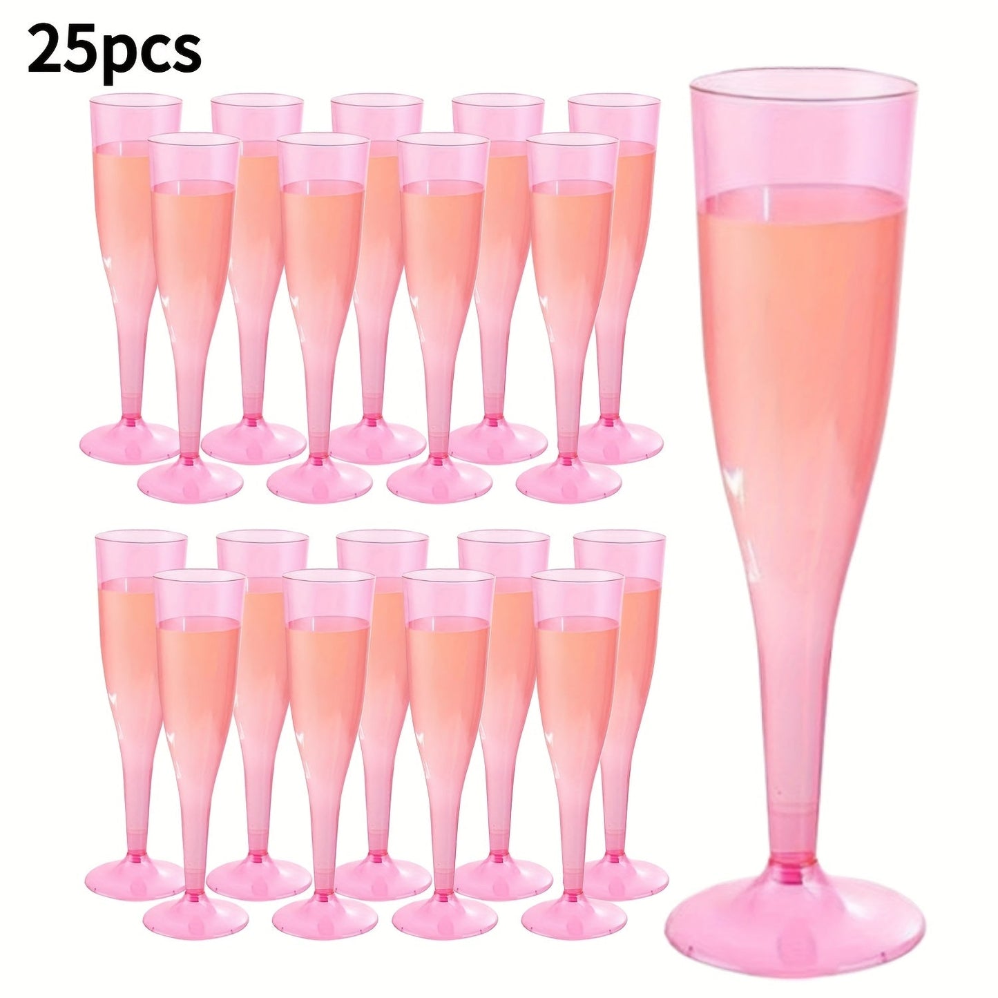 Pink Plastic Champagne Glasses Disposable 25 50 Pack – BPA-Free PS Mimosa Cups Pink Plastic Wine Glasses for Wedding Bridal Shower Cocktail Party Outdoor Events