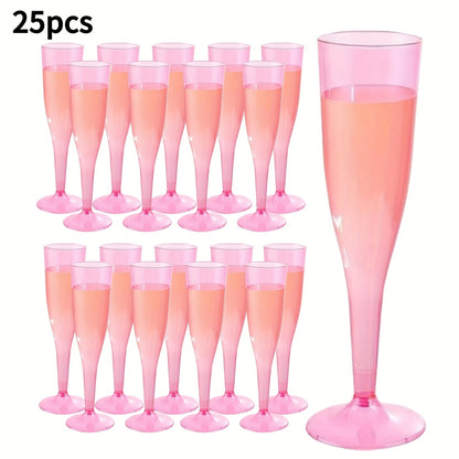Pink Plastic Champagne Glasses Disposable 25 50 Pack – BPA-Free PS Mimosa Cups Pink Plastic Wine Glasses for Wedding Bridal Shower Cocktail Party Outdoor Events