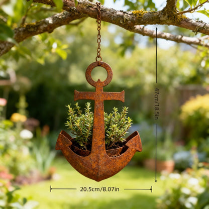 Two-Piece Anchor-Shaped Hanging Planter Set with Pictured Rust-Look Finish and 8.07-Inch Width