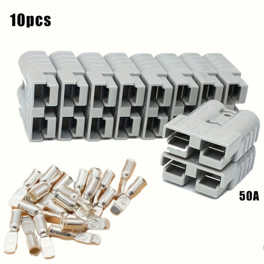 Quick Connect Battery Disconnect Kit 50A – 10-Pack 2-Pole 6AWG Plug Set for Car, ATV, Trailer & RV Electrical Systems