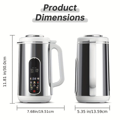 Soy Milk Maker Machine 40oz, 800W Stainless Steel Nut Milk, Soup & Juice Blender with Timer, Auto-Clean & Touch Control