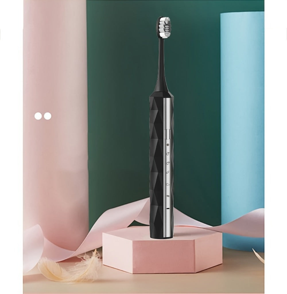 Electric Toothbrush with IPX8 Rating, Five Brush Heads, Metal Handle, USB Charging and Two-Minute Timer