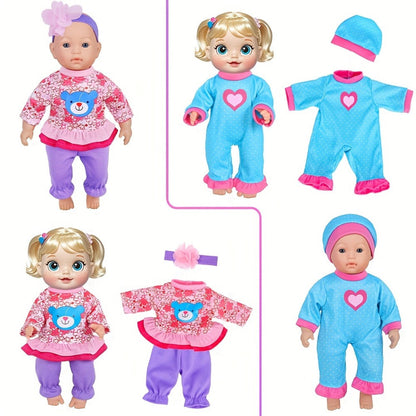 10-Outfit Doll Clothes Set for 10–14-Inch Baby Dolls with Sleepers, Dresses, Tops, Pants and Headwear