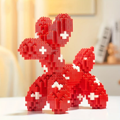 Balloon Dog Building Block Sculpture in Five Pictured Designs with 7.48-Inch Length for Adult Pop Art Display