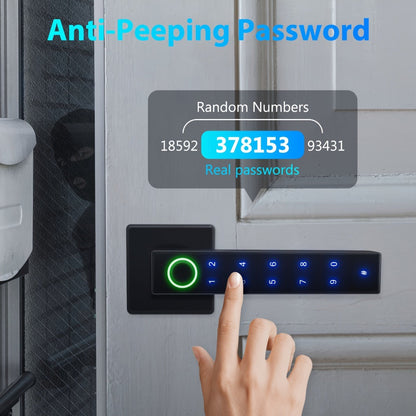 5-in-1 Smart Door Lock Handle with Fingerprint, App, Passcode, IC Card & Key - Anti-Peep, Left & Right Hand Compatible, Keyless Entry for Home, Office & Apartment, 2 IC Cards & 2 Keys Included
