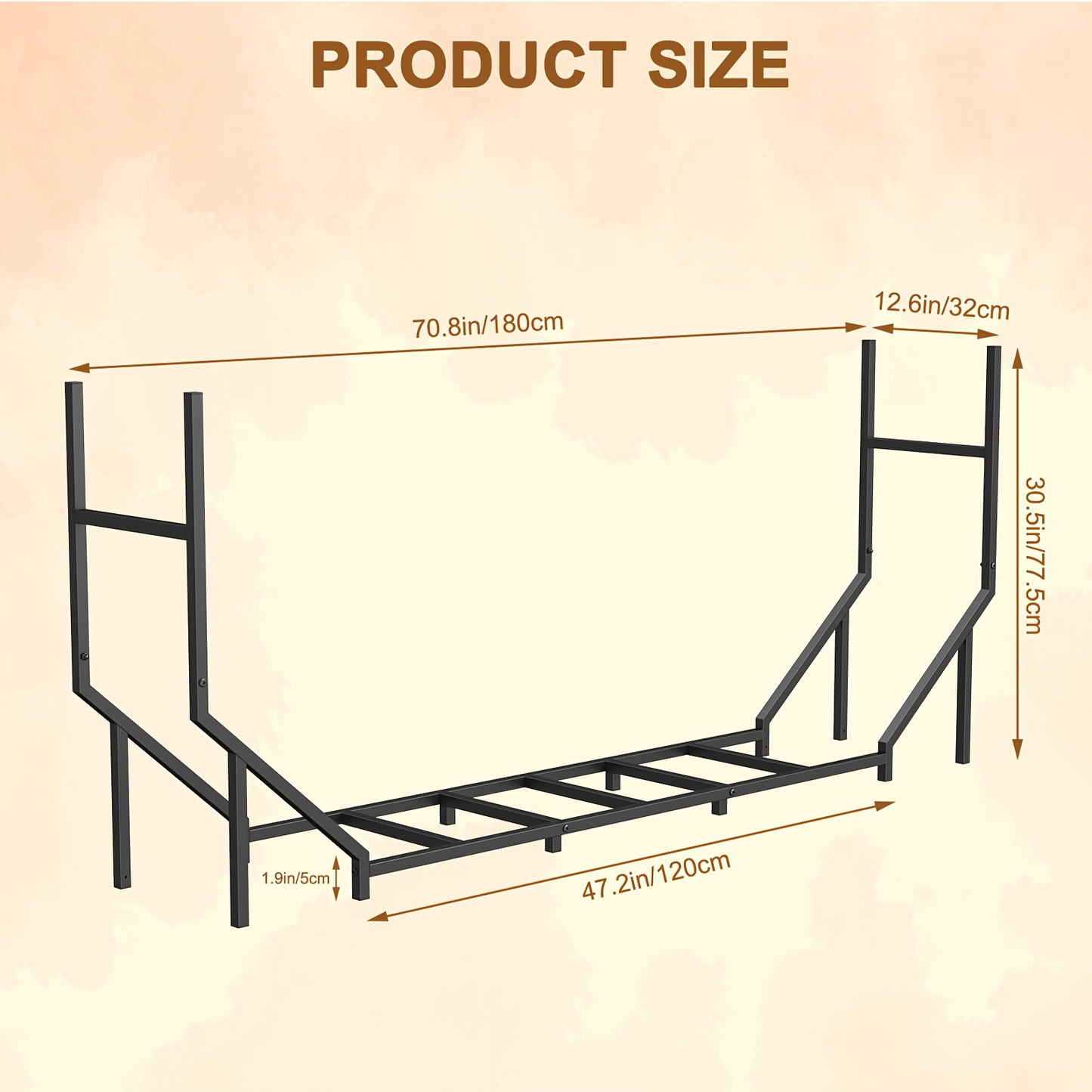 Firewood Rack | Heavy Duty Steel Indoor Outdoor Fireplace Patio Deck