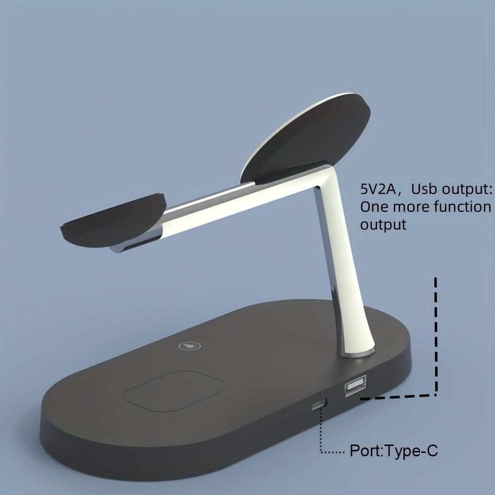 Wireless Charging Station, 3-in-1 Magnetic Stand with QC3.0 Adapter, Clock Display and White or Black Options