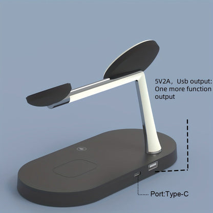 Wireless Charging Station, 3-in-1 Magnetic Stand with QC3.0 Adapter, Clock Display and White or Black Options