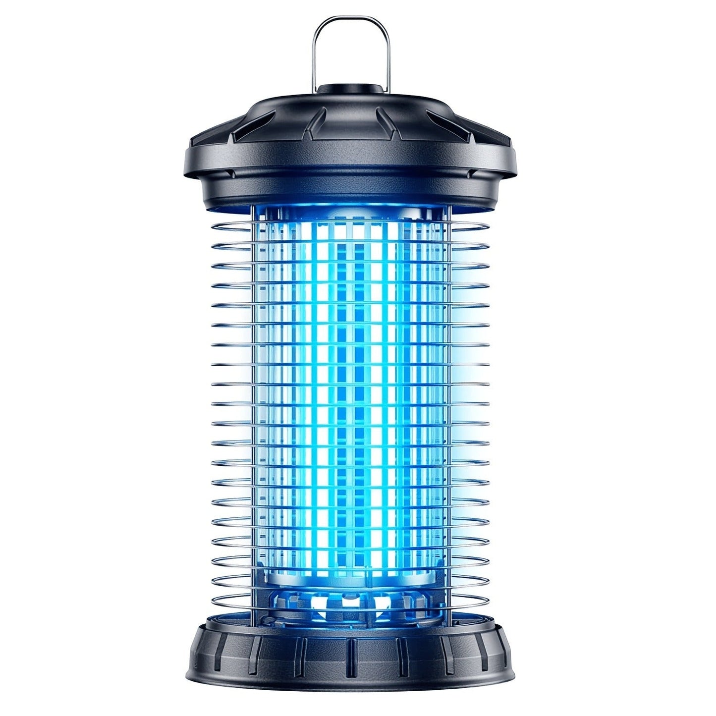 Cylindrical Plug-In Bug Zapper with Blue Grid Light in Black Single or Two-Piece Upgrade Options