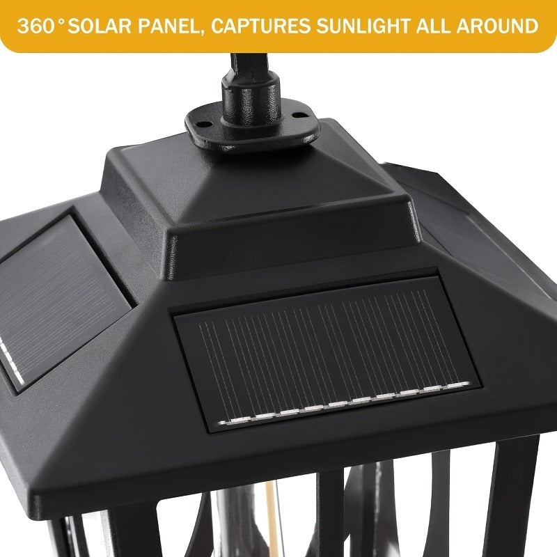 Solar Lamp Post 73in 3-Head Dusk to Dawn Outdoor Garden Light IP44 Waterproof Aluminum Rust-Proof Vintage Edison Bulb Patio Yard Pathway Decor