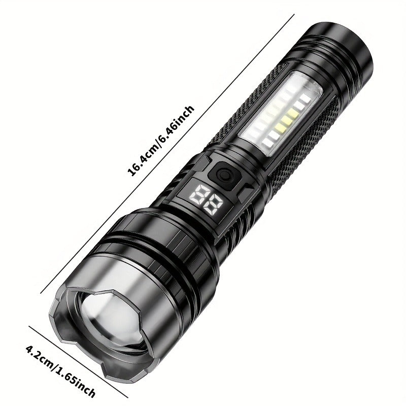 Flashlight 2000-Lumen 2-Pack with Five Modes, COB Side Light, Type-C Charging and Power Display