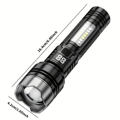Flashlight 2000-Lumen 2-Pack with Five Modes, COB Side Light, Type-C Charging and Power Display