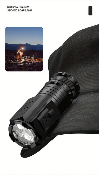 Flashlight 2000-Lumen Mini EDC Torch with Type-C Charging, Tail Magnet and Four Battery-Body Options