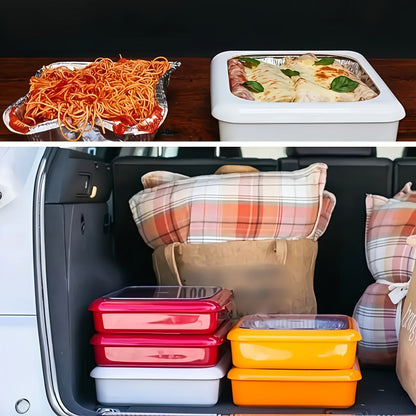 Foil Pan Carrier with Lid 2 in 1 Stackable Food Storage Set BPA Free Dishwasher Safe Portable Casserole Holder for Potluck BBQ Picnic Tailgate Meal Prep Party