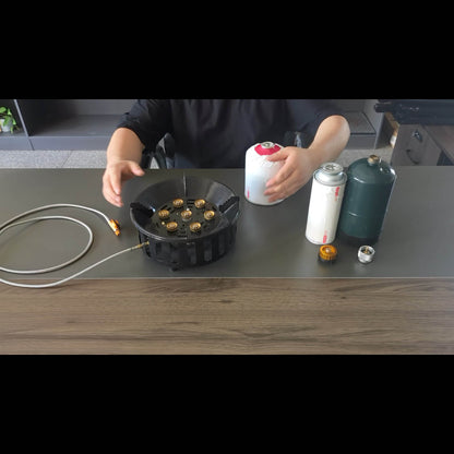 Windproof Camp Stove 21000W Collapsible | Seven Star Camping Gas Stove with Piezo Igniter & Fuel Canister Adapter | Butane Isobutane Propane | For Hiking Backpacking Picnic