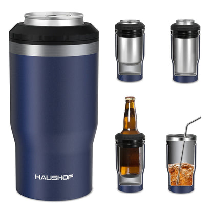 Insulated 12 oz Can Cooler with Double-Wall Body in Black, Navy Blue and Three Camo Color Options