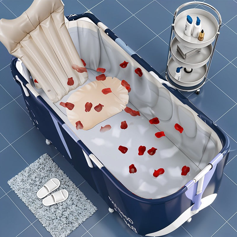 Foldable Bathtub for Adults Portable Inflatable Spa Tub with Massage Jets Indoor Outdoor Ice Bath Cold Plunge Tub with Drain Plug Quick-Fill Valve