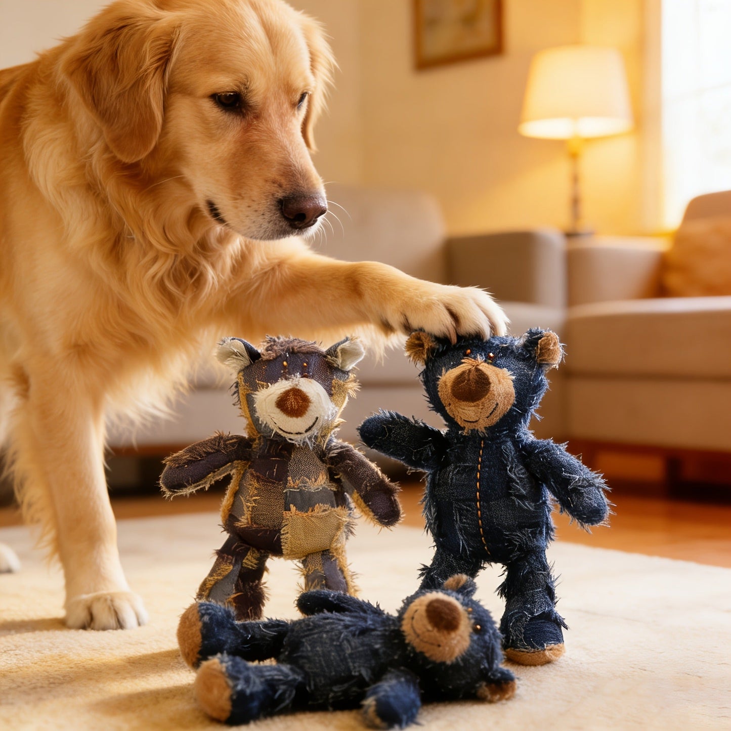 Squeaky Dog Toys 6 Pack - Plush Stuffless Chew Toys for Small Medium Large Dogs, Durable Teething Toys for Aggressive Chewers, Interactive Puppy Toys for Boredom & Mental Stimulation, Random Color